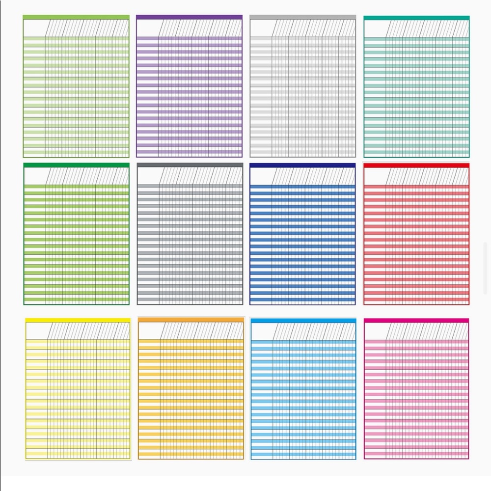 NWT YOUNGEVER 12 PACK MULTI COLOR LAMINATED DRY ERASE INCENTIVE CHART 17x22 - Picture 2 of 5